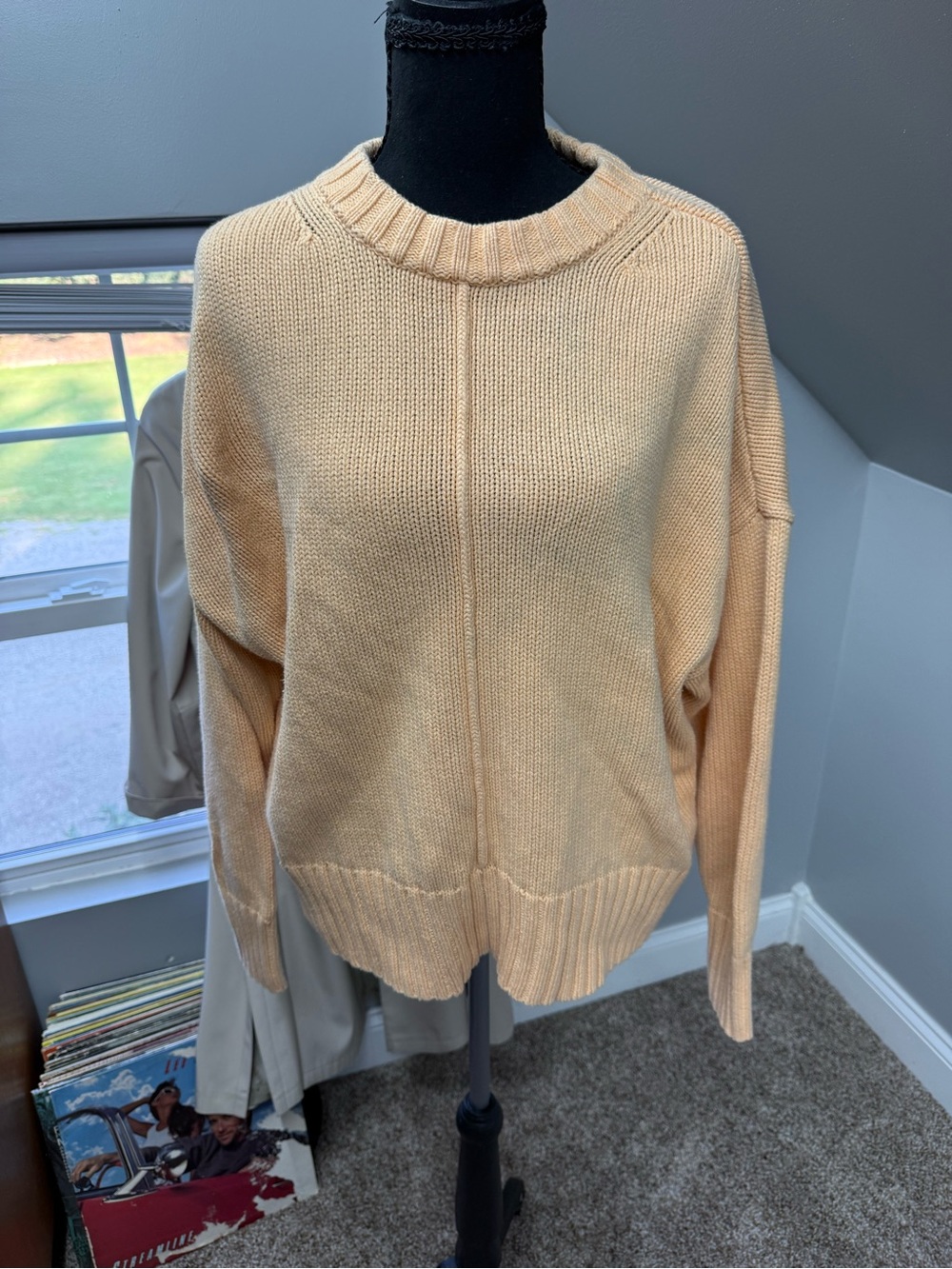 Women's Crewneck Knit Sweater - light peach